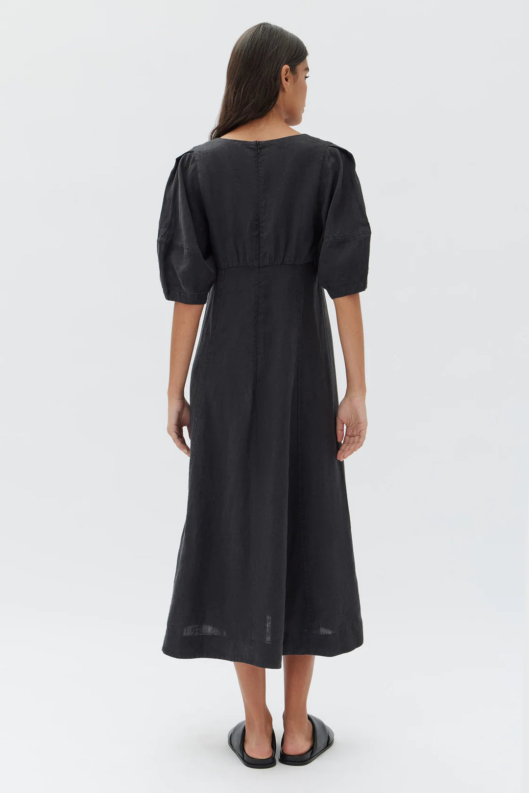 Assembly label tia linen dress- black