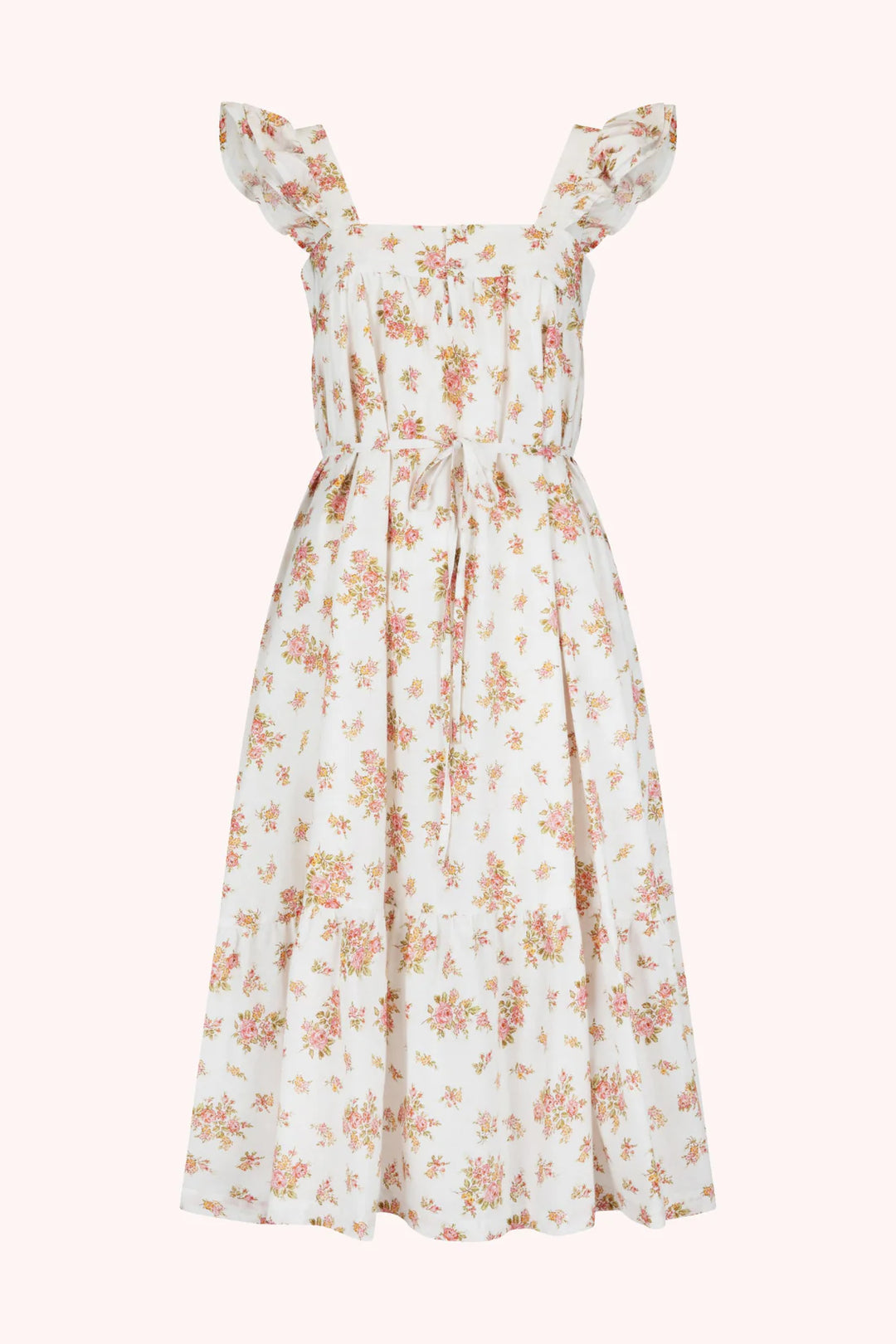 Oak meadow frill tea midi- della floral blush