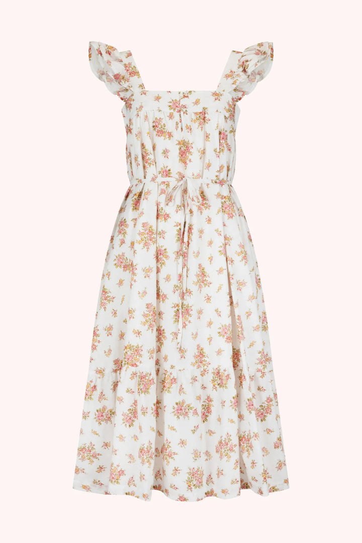 Oak meadow frill tea midi- della floral blush