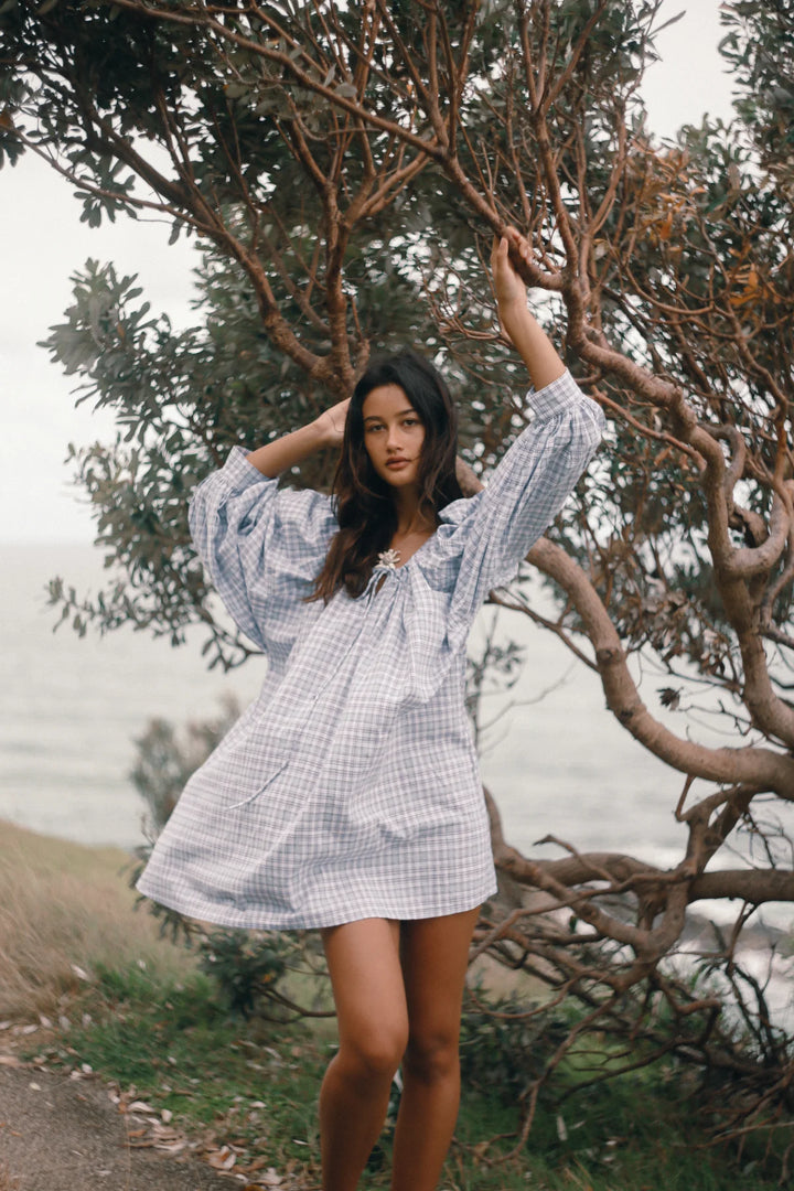 Bare road cloudy dress- cloud plaid