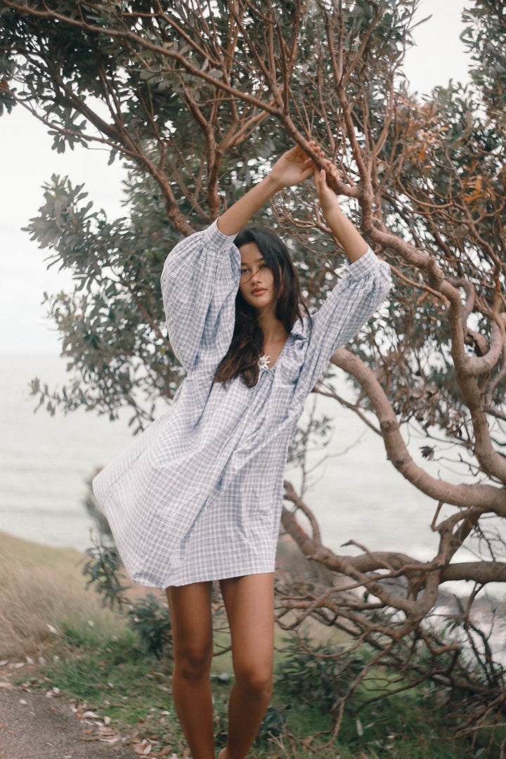 Bare road cloudy dress- cloud plaid