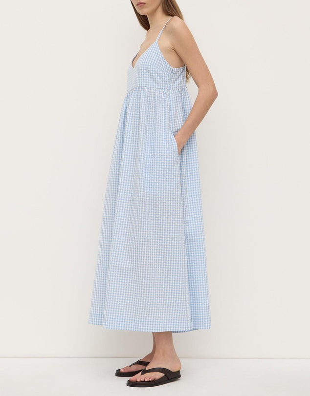 Assembly Ainslee midi dress- blue check
