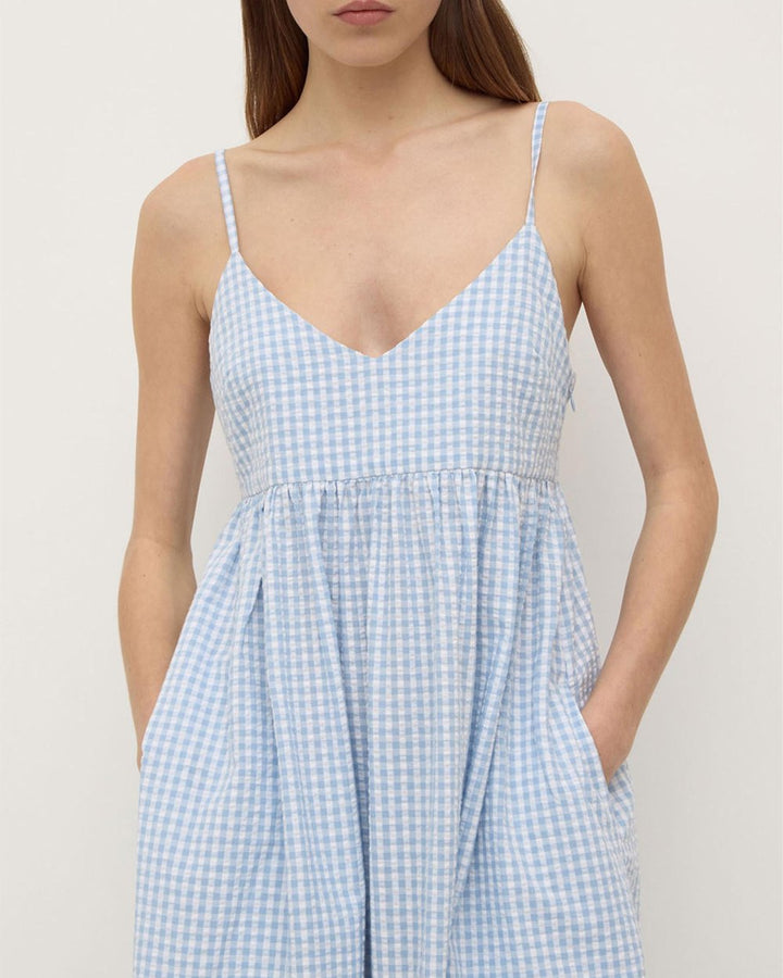 Assembly Ainslee midi dress- blue check