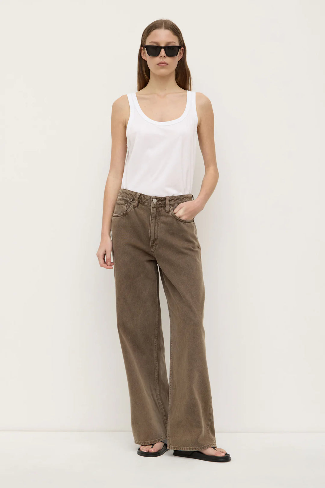 Assembly label boyfriend Jean- ganache