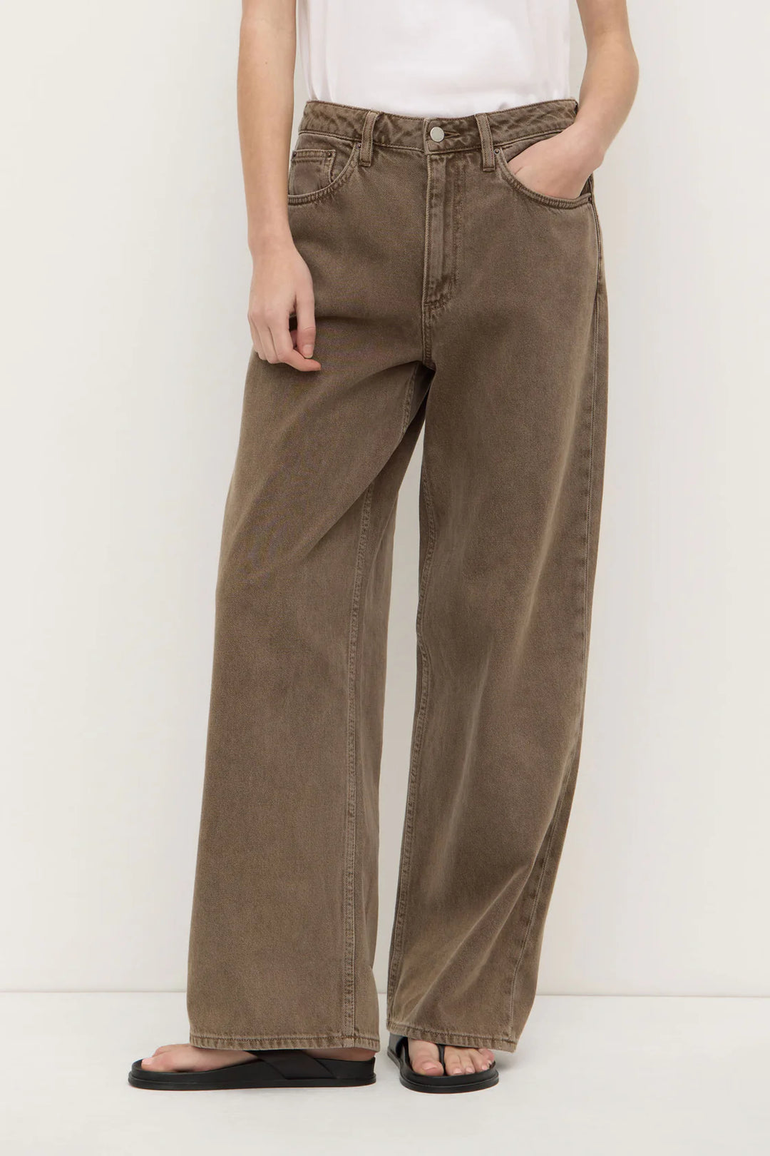 Assembly label boyfriend Jean- ganache