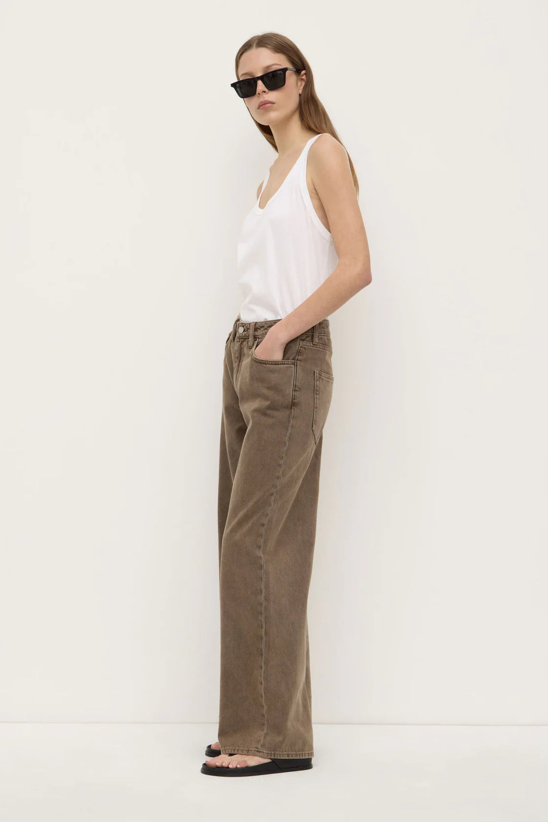 Assembly label boyfriend Jean- ganache