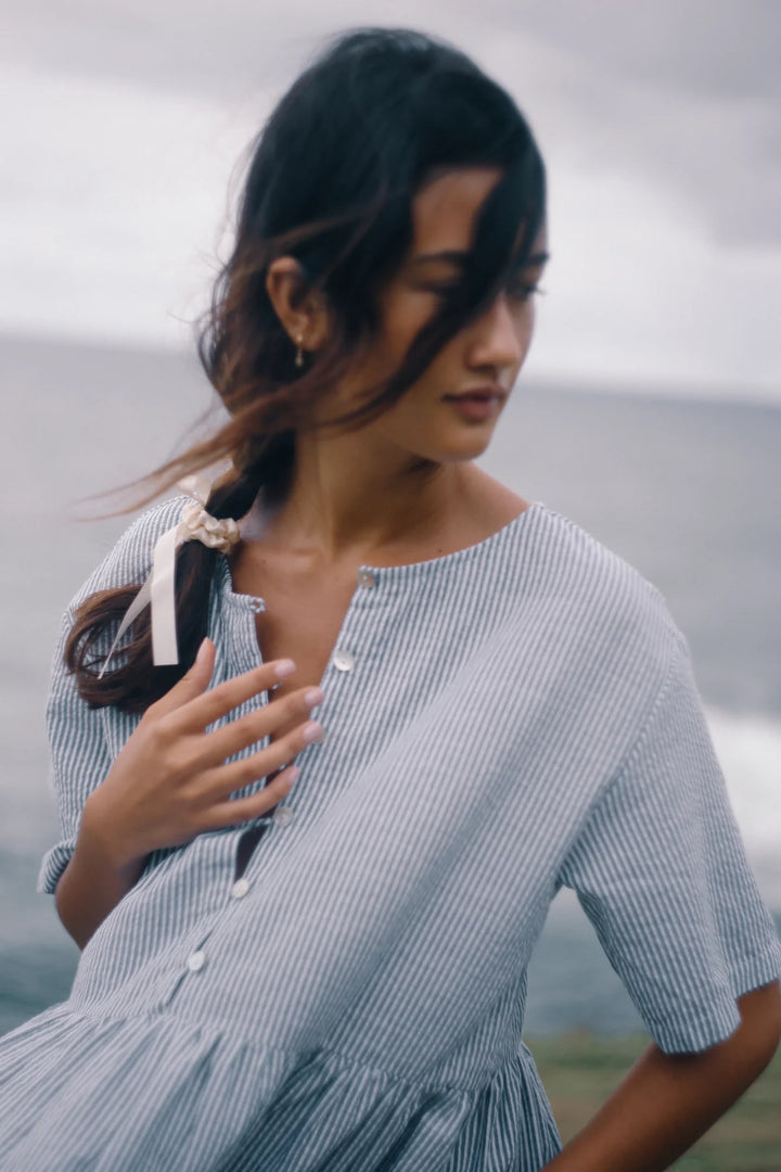 The Bare Road Darcey Midi dress- Spirulina strip