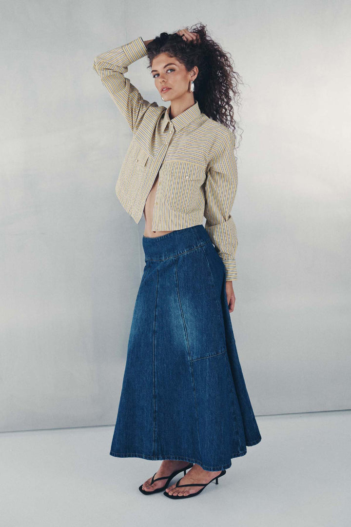 Rowie Vashti denim midi skirt