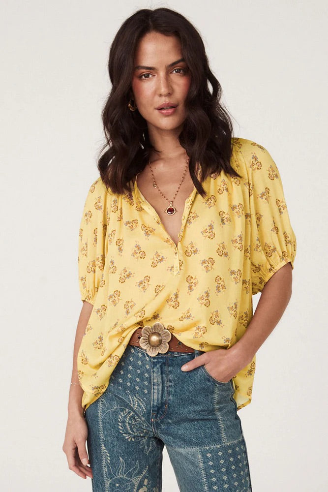 Rebel Spirit Short Sleeve Blouse ~ Daffodil