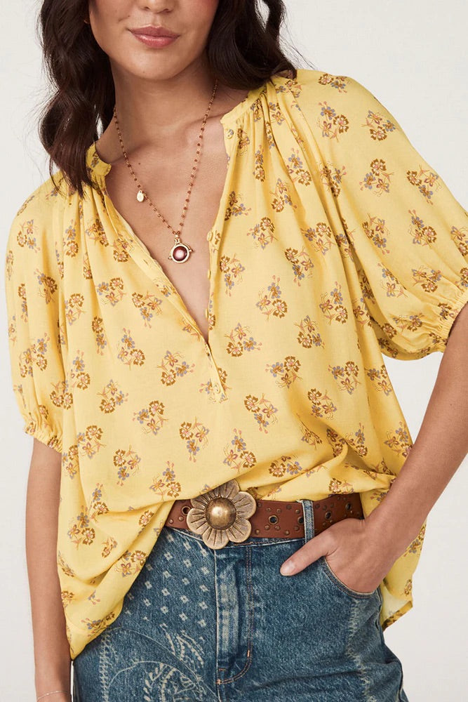 Rebel Spirit Short Sleeve Blouse ~ Daffodil